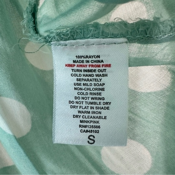 Minkpink-teal & White Polka Dot Mini Lightweight Skirt (Size:Small) - Picture 4 of 7